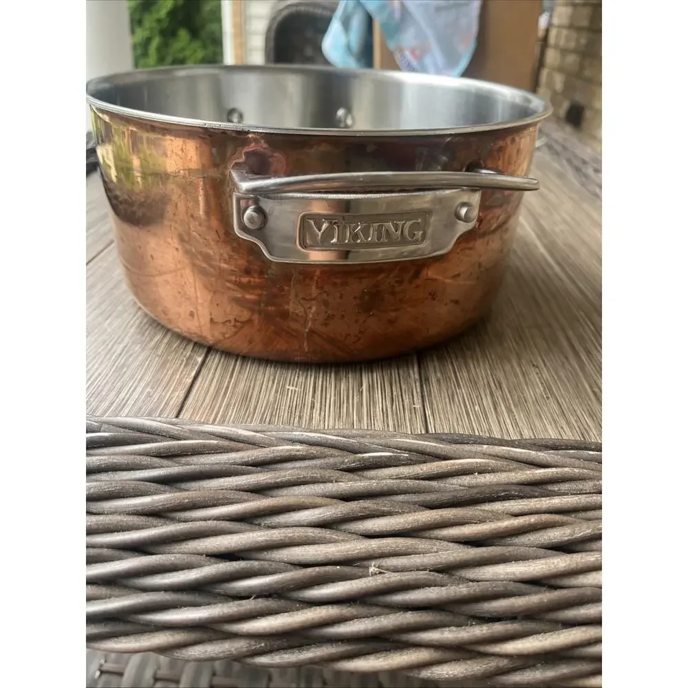 Viking Pro-Grade 4 Qt 3-Ply Copper Clad Stock Pot Stainless Interior + Glass Lid